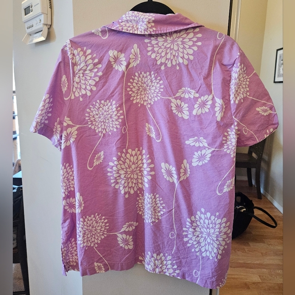 Brixton Bunker Garden Boyfriend Purple and White Button Up Shirt Size Small - Picture 3 of 6